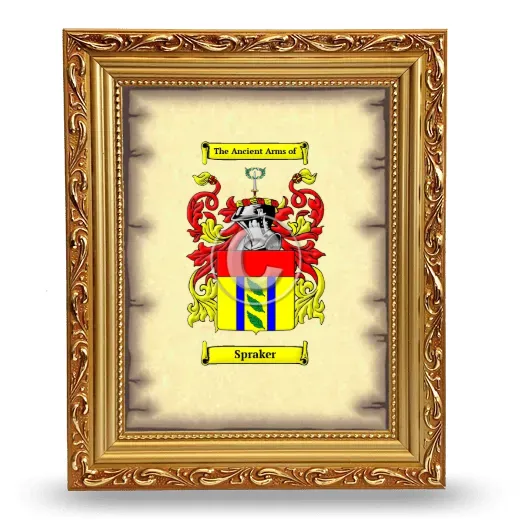 Spraker Coat of Arms Framed - Gold