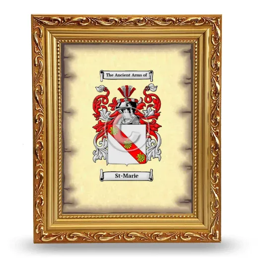 St-Marie Coat of Arms Framed - Gold