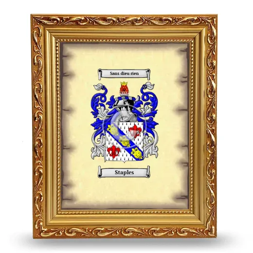 Staples Coat of Arms Framed - Gold
