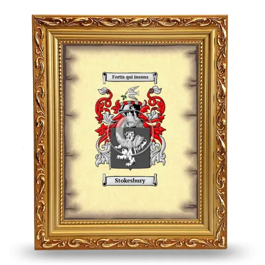 Stokesbury Coat of Arms Framed - Gold