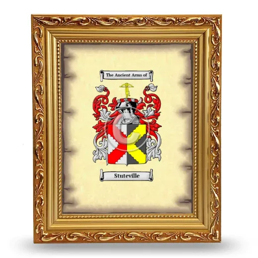 Stuteville Coat of Arms Framed - Gold