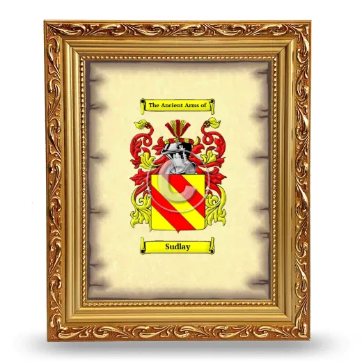 Sudlay Coat of Arms Framed - Gold