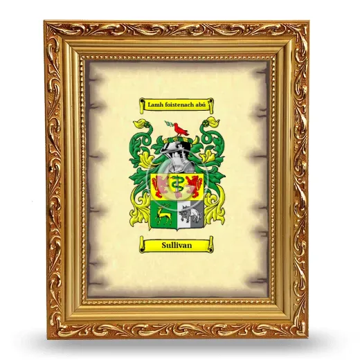 Sullivan Coat of Arms Framed - Gold