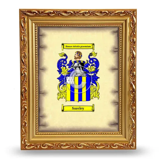 Sureley Coat of Arms Framed - Gold