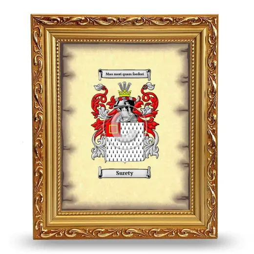 Surety Coat of Arms Framed - Gold