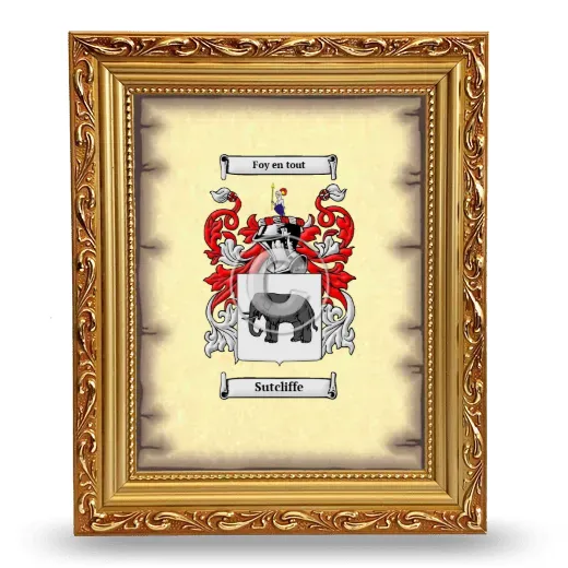 Sutcliffe Coat of Arms Framed - Gold