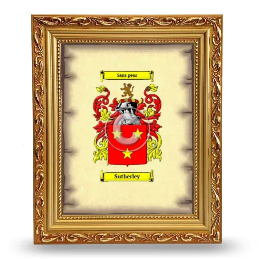 Sutherley Coat of Arms Framed - Gold