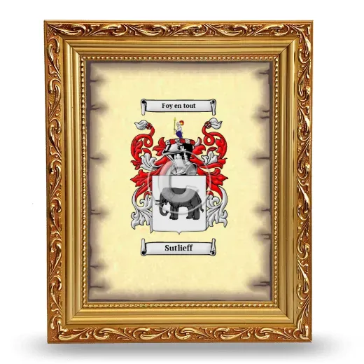Sutlieff Coat of Arms Framed - Gold