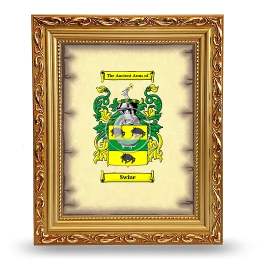 Swine Coat of Arms Framed - Gold