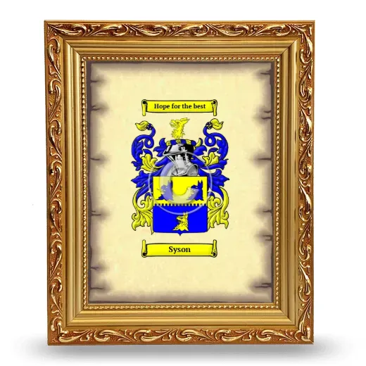 Syson Coat of Arms Framed - Gold