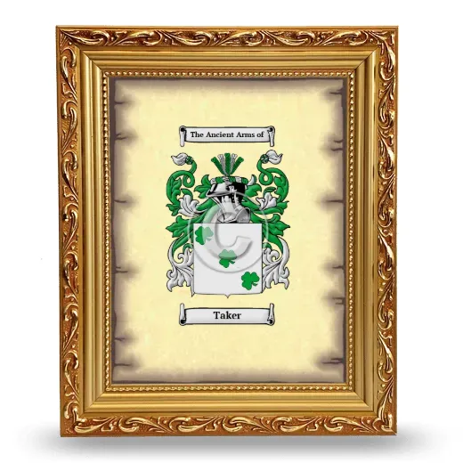 Taker Coat of Arms Framed - Gold