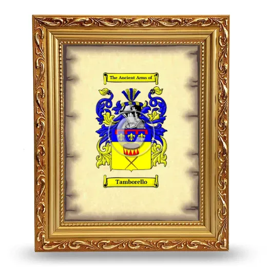 Tamborello Coat of Arms Framed - Gold