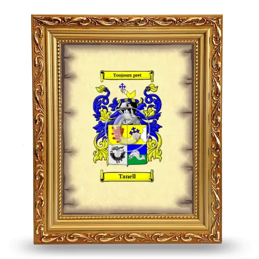 Tanell Coat of Arms Framed - Gold