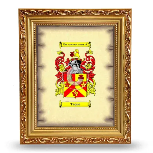 Taque Coat of Arms Framed - Gold