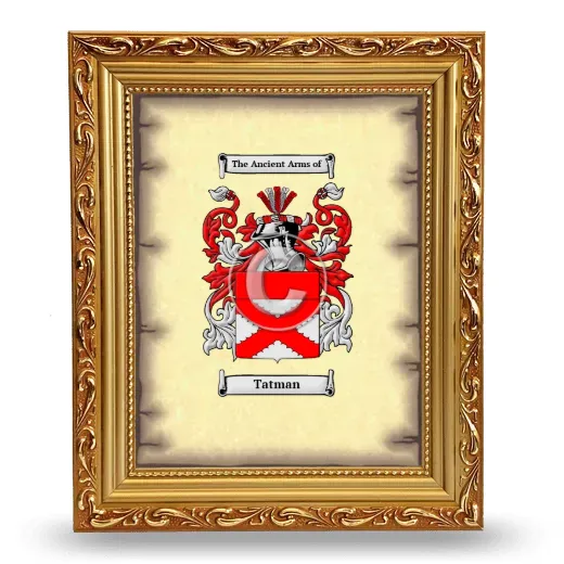 Tatman Coat of Arms Framed - Gold