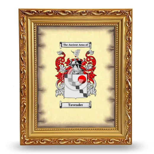 Tavender Coat of Arms Framed - Gold