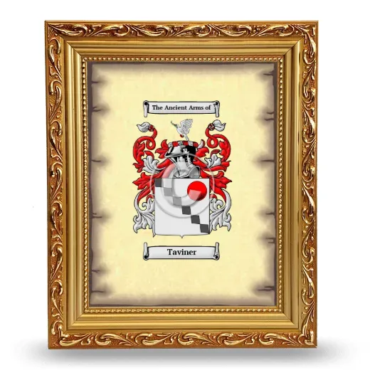 Taviner Coat of Arms Framed - Gold