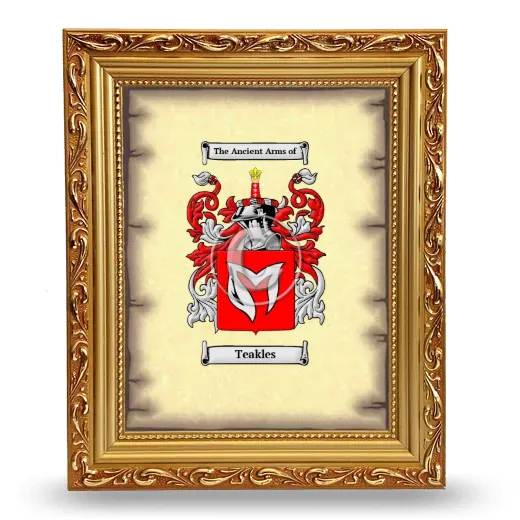 Teakles Coat of Arms Framed - Gold