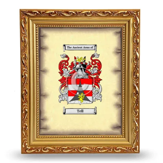 Tell Coat of Arms Framed - Gold