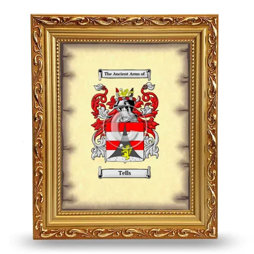 Tells Coat of Arms Framed - Gold