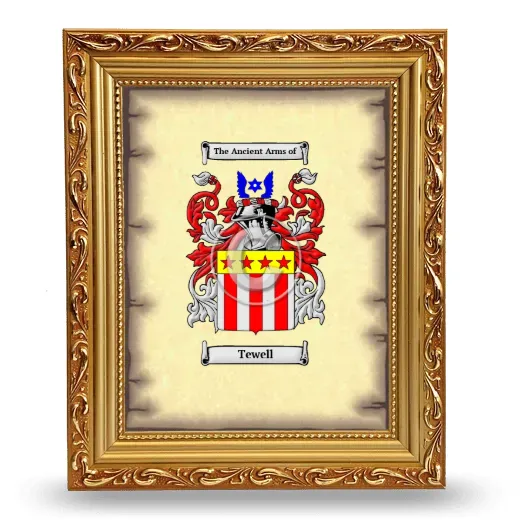 Tewell Coat of Arms Framed - Gold