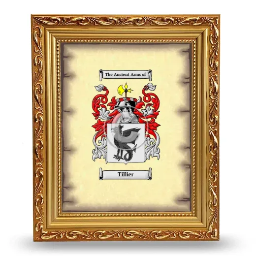 Tillier Coat of Arms Framed - Gold