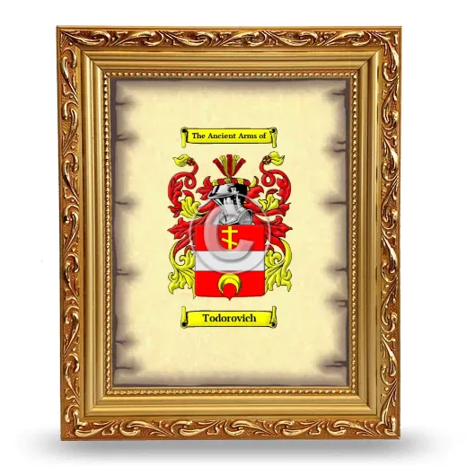 Todorovich Coat of Arms Framed - Gold