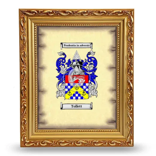 Tollett Coat of Arms Framed - Gold