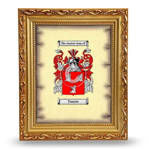 Touzet Coat of Arms Framed - Gold