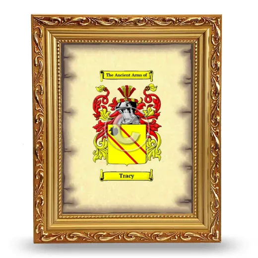 Tracy Coat of Arms Framed - Gold