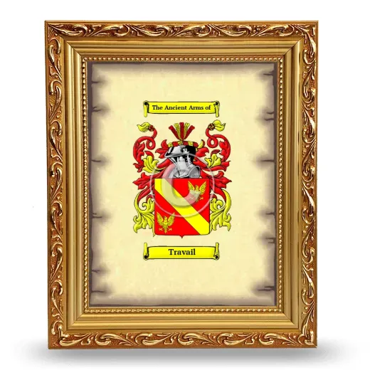 Travail Coat of Arms Framed - Gold
