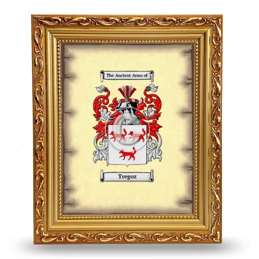 Tregoz Coat of Arms Framed - Gold