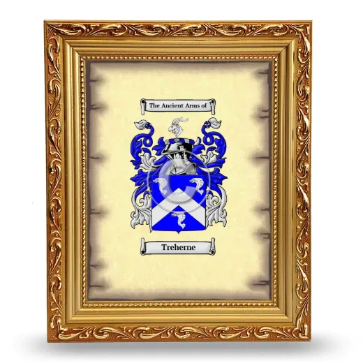 Treherne Coat of Arms Framed - Gold
