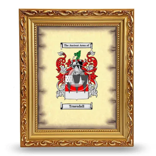 Truesdall Coat of Arms Framed - Gold