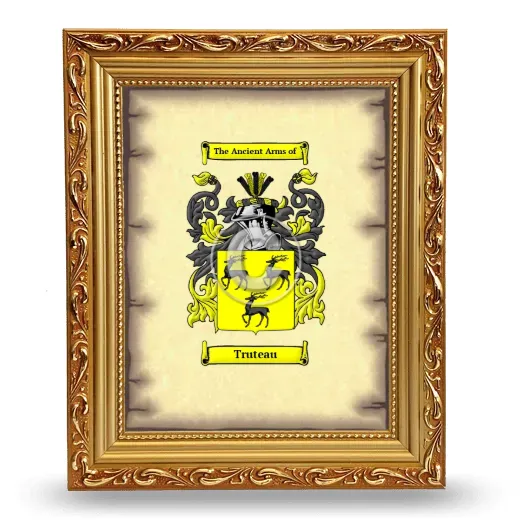 Truteau Coat of Arms Framed - Gold