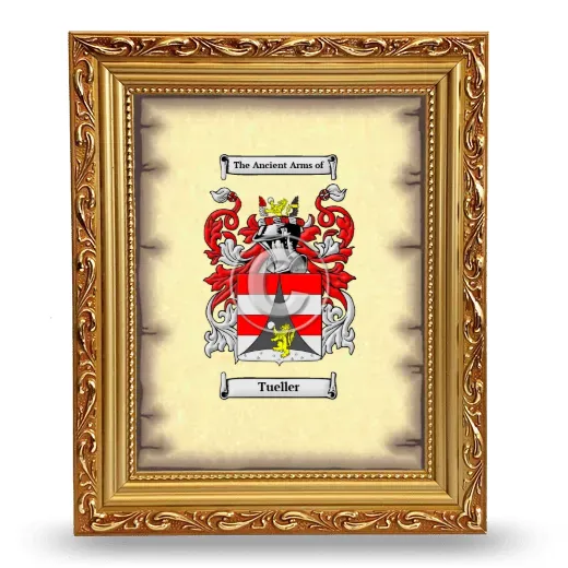 Tueller Coat of Arms Framed - Gold