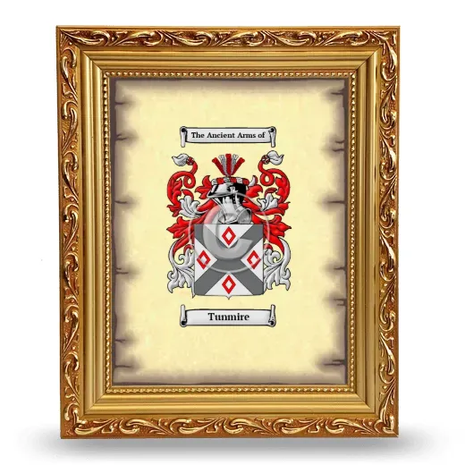 Tunmire Coat of Arms Framed - Gold