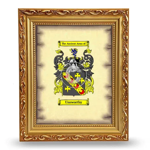 Unsworthy Coat of Arms Framed - Gold