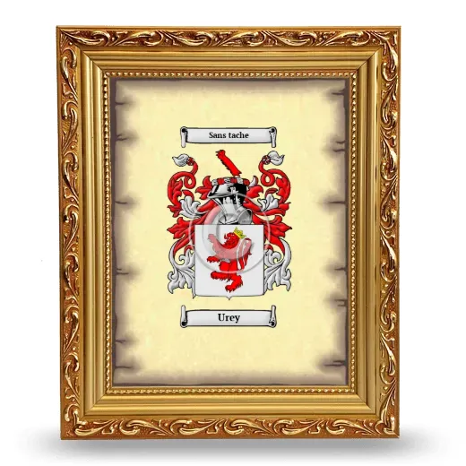 Urey Coat of Arms Framed - Gold