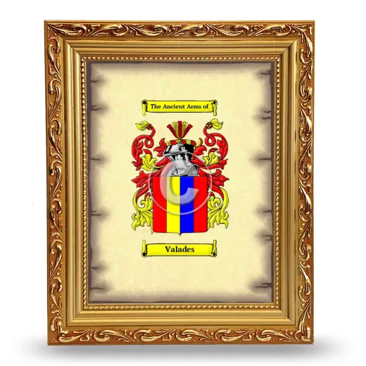 Valades Coat of Arms Framed - Gold