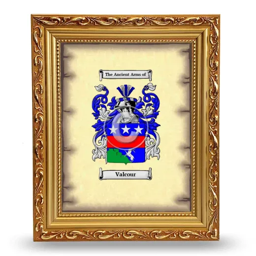 Valcour Coat of Arms Framed - Gold