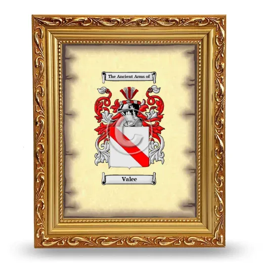 Valee Coat of Arms Framed - Gold