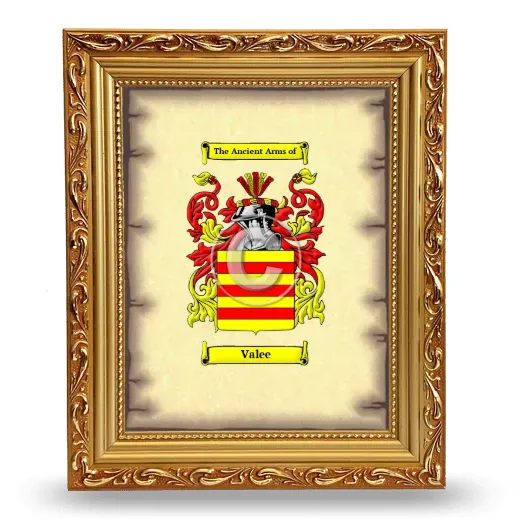 Valee Coat of Arms Framed - Gold