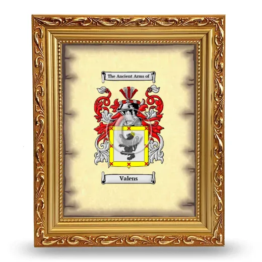 Valens Coat of Arms Framed - Gold