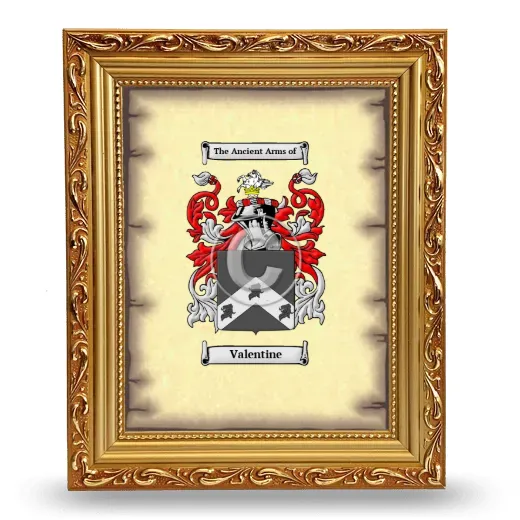 Valentine Coat of Arms Framed - Gold