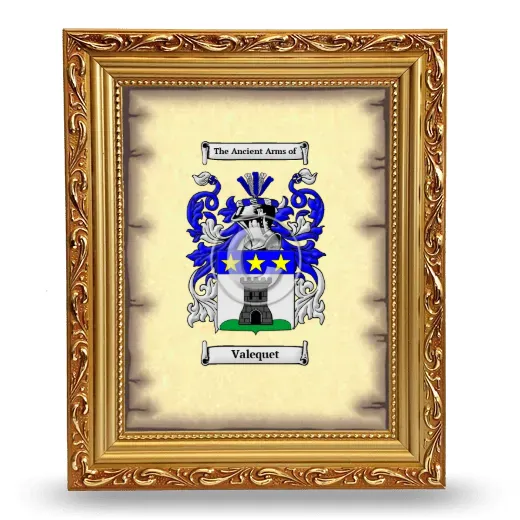 Valequet Coat of Arms Framed - Gold