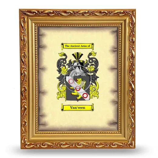 Van'veen Coat of Arms Framed - Gold
