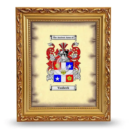Vanbeek Coat of Arms Framed - Gold