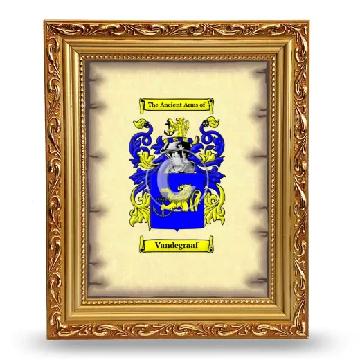 Vandegraaf Coat of Arms Framed - Gold