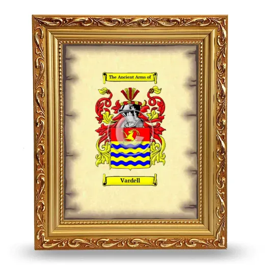 Vardell Coat of Arms Framed - Gold